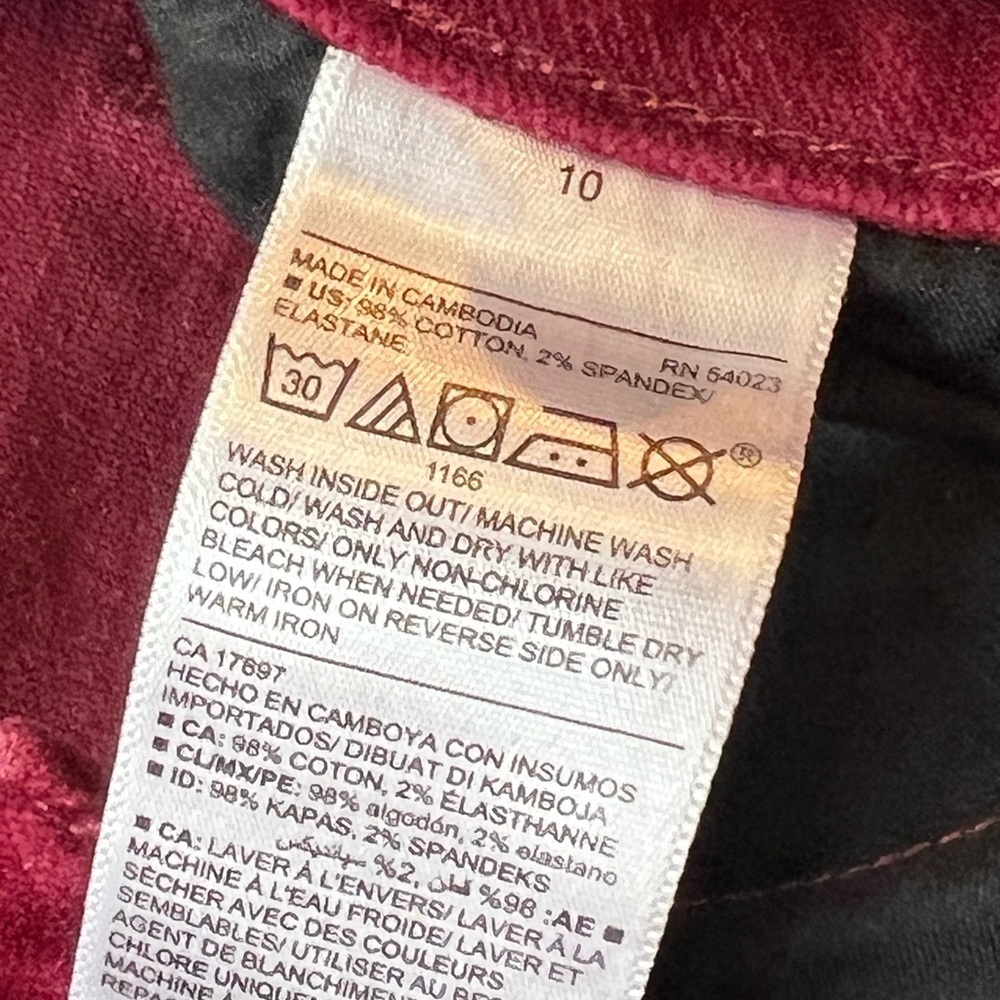 Old Navy Burgundy Velvet Pants Size 10 - Picture 3 of 7